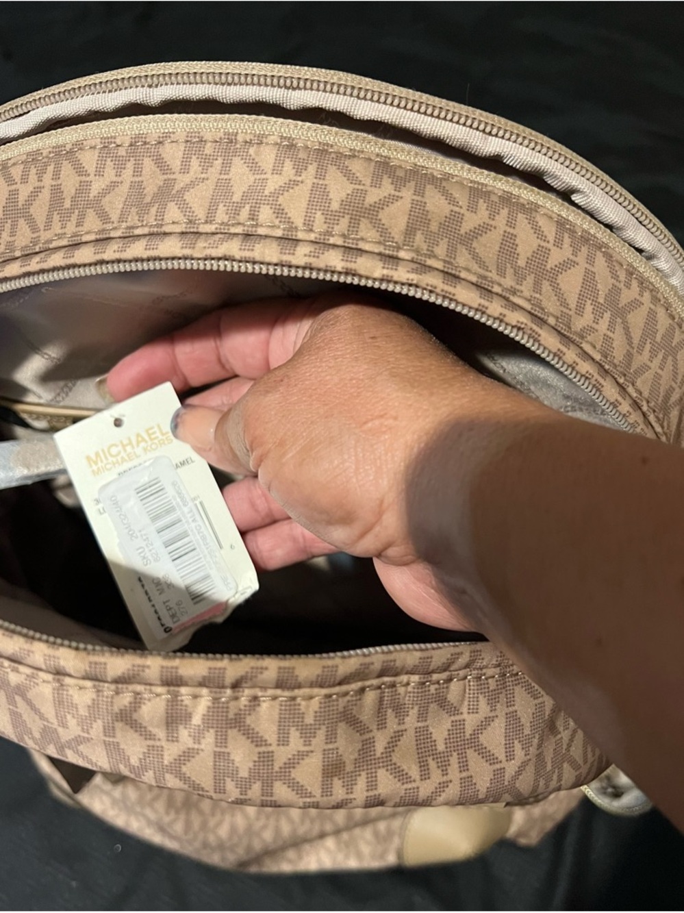 Michael Kors Beige/Pink MK Signature Backpack - Picture 5 of 5